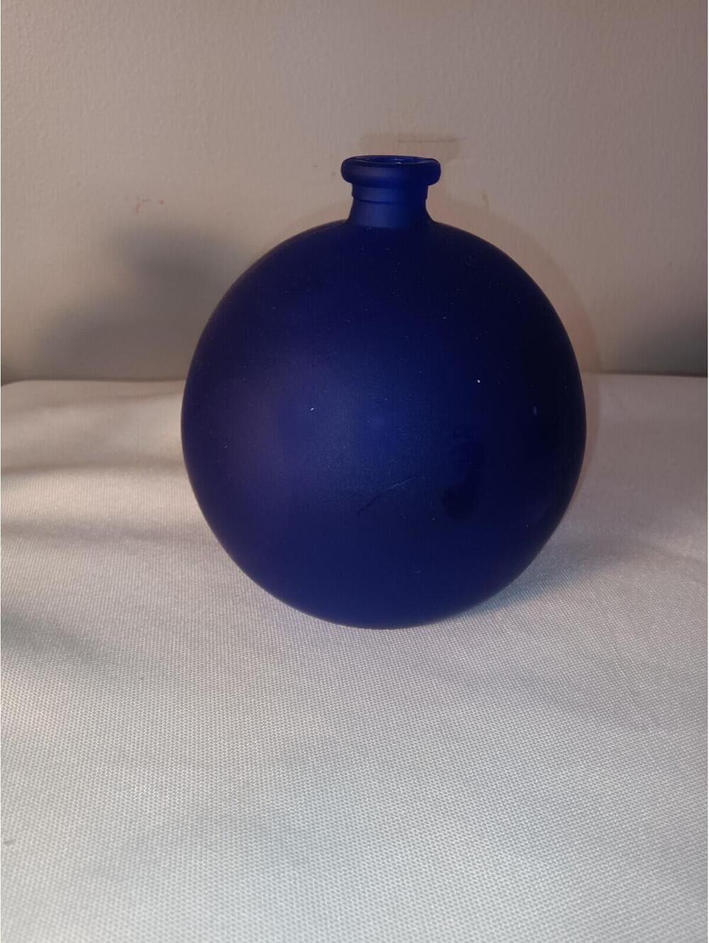 Vintage Murano Glass bud vase finished in a matte, opaque Cobalt Blue